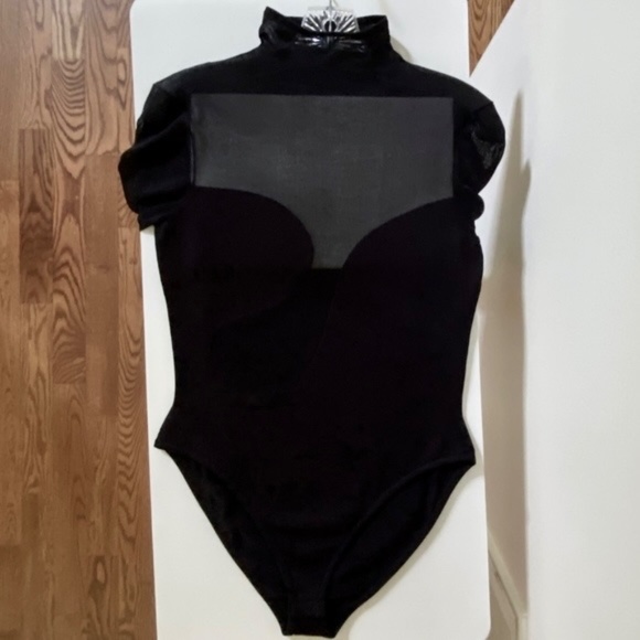 Nensi Dojaka Paneled Jersey And Tulle Black Bodysuit - Picture 12 of 13